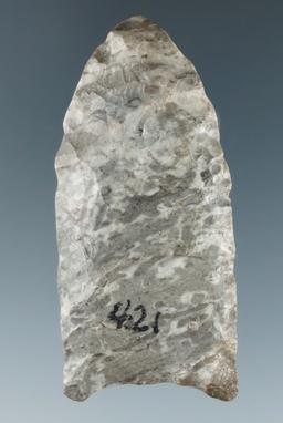 "2 3/16"" Paleo Fluted Clovis made from Onondaga Flint found near Springville, Erie Co., New York.