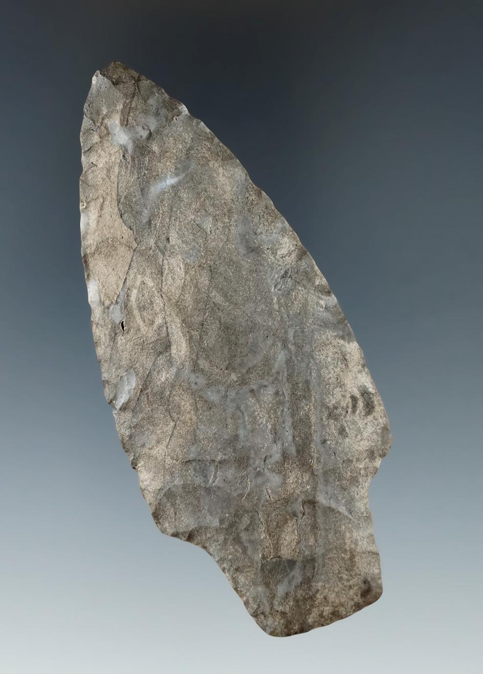 3 5/8" Adena made from attractive Onondaga Flint found near Randolph, Cattaraugus County NY.