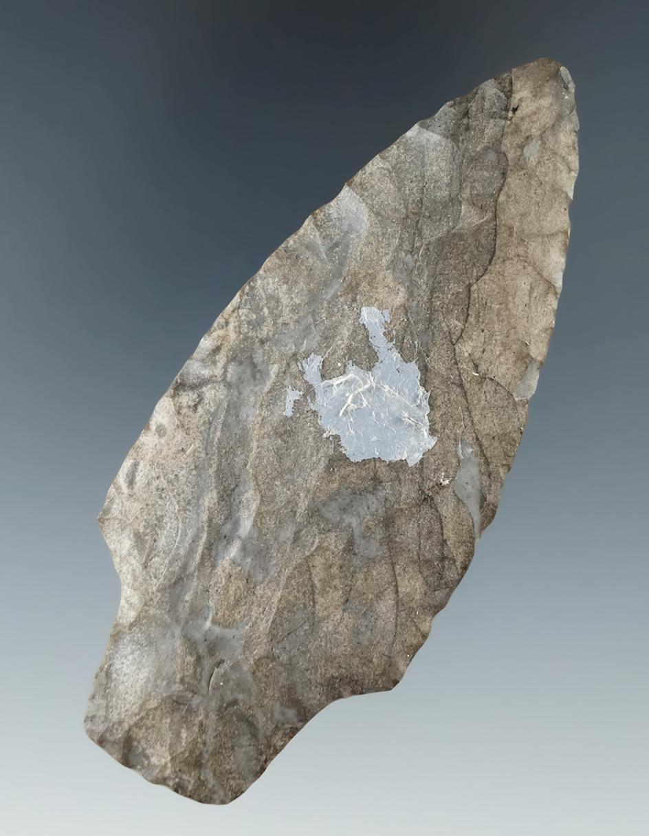 3 5/8" Adena made from attractive Onondaga Flint found near Randolph, Cattaraugus County NY.