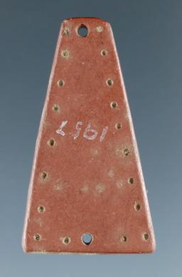 Nicely decorated 1 5/16" Trapezoidal Ornament with punctate and incised line design - New York.