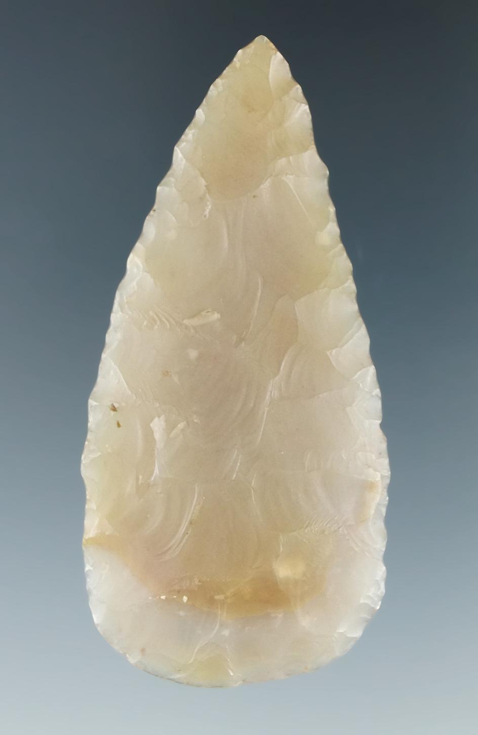 Beautiful material! 2 5/8" Adena Knife made from highly translucent Flint Ridge Flint found in NY.