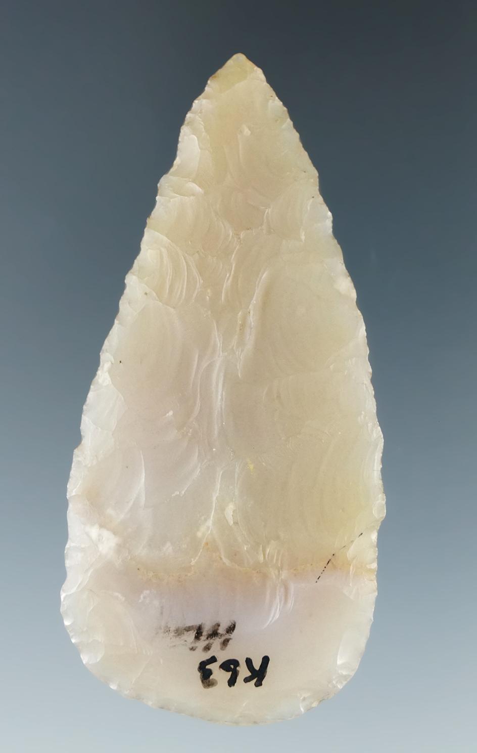 Beautiful material! 2 5/8" Adena Knife made from highly translucent Flint Ridge Flint found in NY.