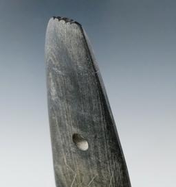 5 1/8" Engraved and tallied Hopewell Trapezoidal Pendant found in Portage Co., Ohio.
