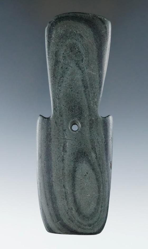 5" Hopewell Shovel Pendant made from green and black Banded Slate, found in Ohio. Pictured!