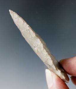 2 13/16" Archaic E-Notch made from Delaware Chert, found in Ohio. Ex. Perry Snyder Collection.