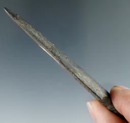 3 5/16" Well polished slate spear - Jefferson Co., New York. Broken and glued at the midsection.