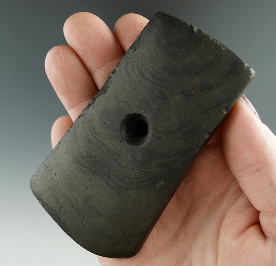 3 3/4" slate Pendant found near the Seneca River, New York.   Ex. Harry Arthur collection.