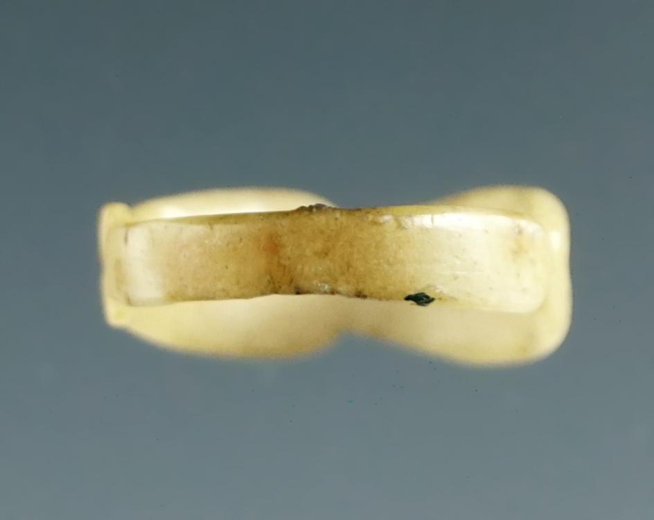 Beautifully crafted female figure motiff carved bone ring found in New York.