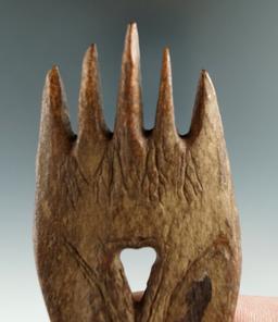Beautiful 4" tall "Kissing Swans" Iroquois bone comb found in New York. Excellent condition.