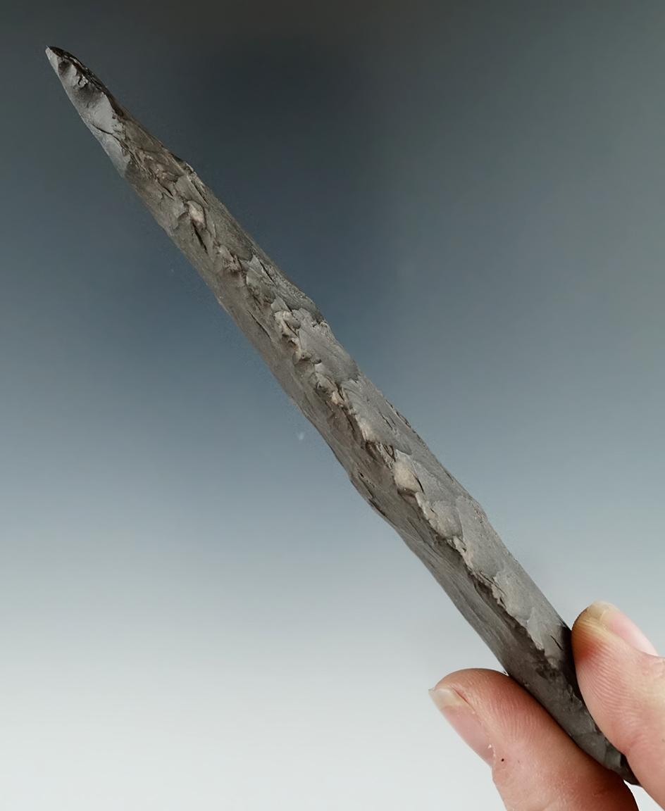 5 3/16" Expanding Stem Knife made from Esopus chert found in New York.