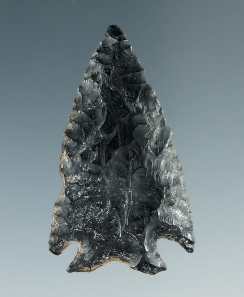 1 3/4" Elko Eared made from Obsidian, found in the Great Basin, Oregon.