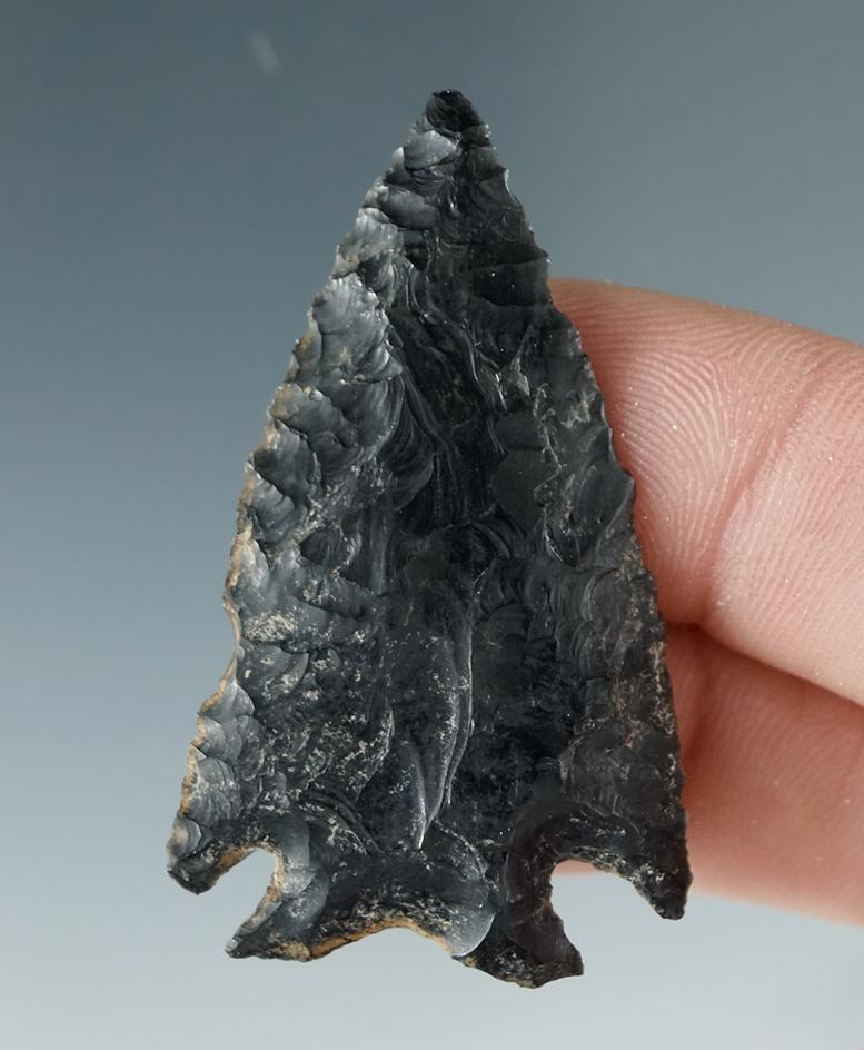 1 3/4" Elko Eared made from Obsidian, found in the Great Basin, Oregon.
