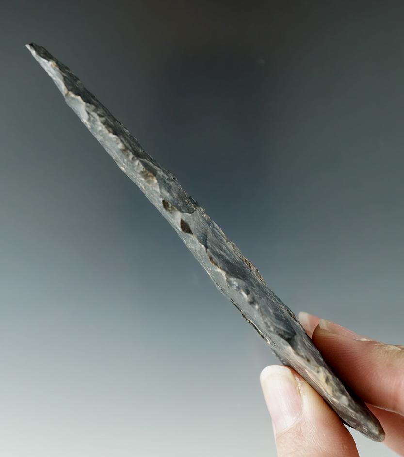 4 3/4" Coshocton Flint Paleo Stanfield Knife found near Chippewa Lake, Medina Co., Ohio.