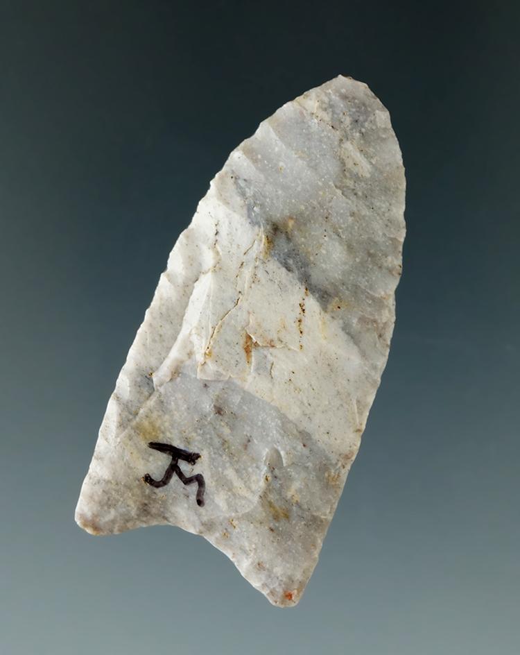 1 15/16" Paleo Fluted Clovis made from Coshocton Flint found in Muskingum Co., Ohio.