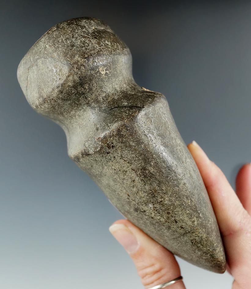 5 1/4" long 3/4 grooved Greenstone Axe found in Hancock Co., Indiana.