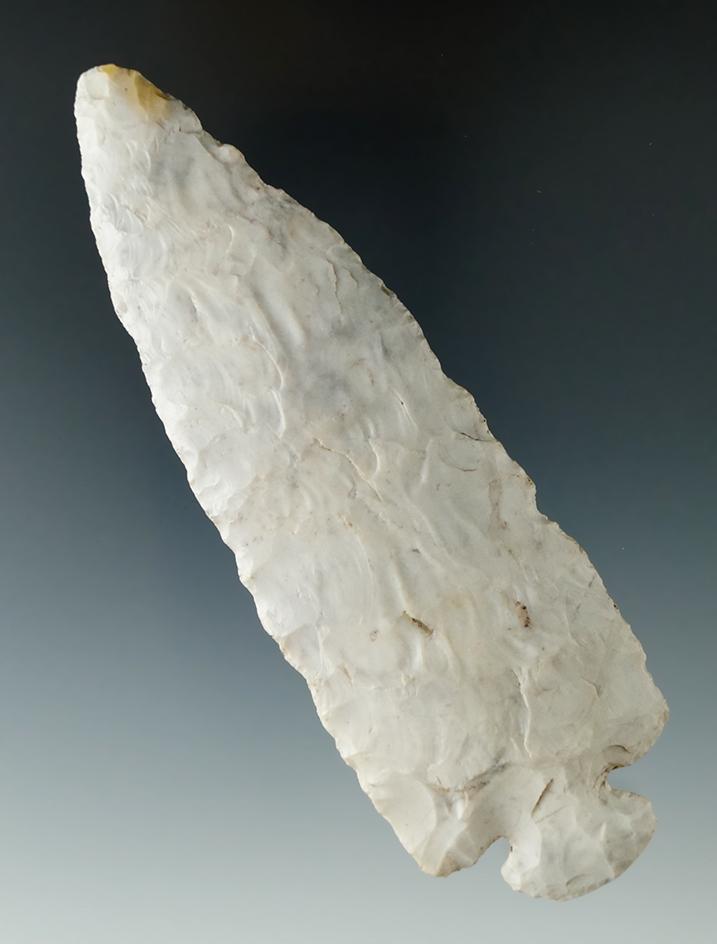 5 1/2" Flint Ridge Flint Dovetail found in Pickaway Co., Ohio. Very heavily patinated artifact.