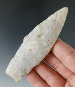 4 1/16" Paleo Lanceolate found in Summit Co., Ohio. Ex. Hostetter.