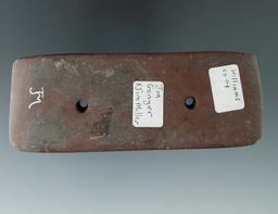 4 1/4" Rectangular Gorget made from black and red Slate found in Williams Co., Ohio.