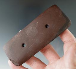 4 1/4" Rectangular Gorget made from black and red Slate found in Williams Co., Ohio.