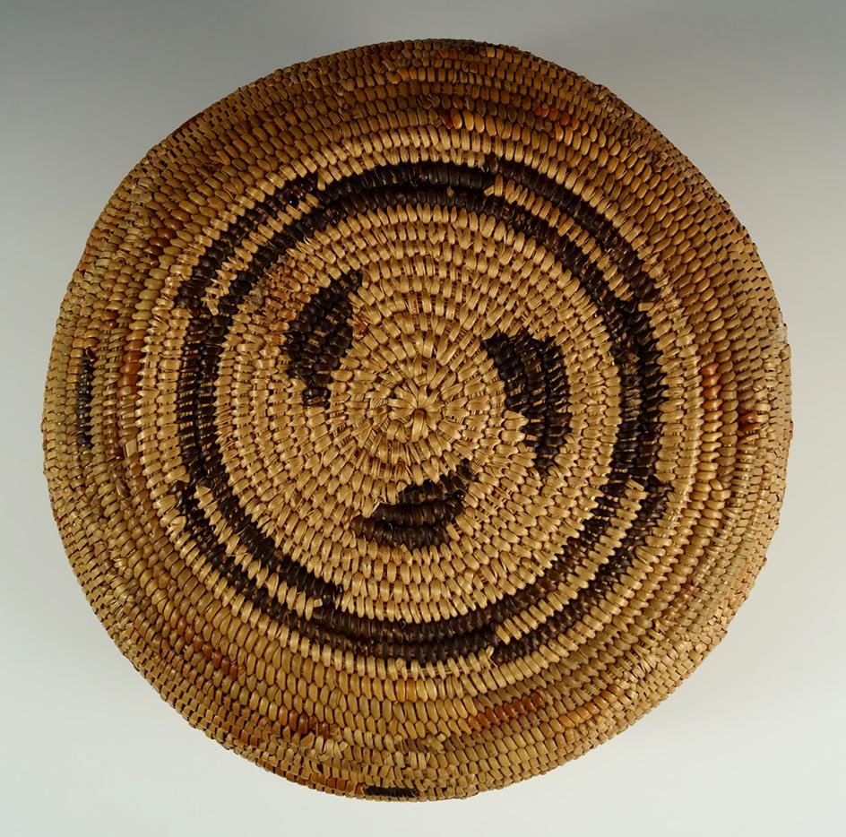 Excellent weaving on this 8" wide x 4" tall Apache Basket.