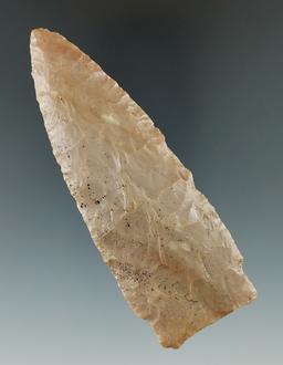 4" Paleo Stemmed Lanceolate with a nicely ground base found in Harrison Co., Kentucky.