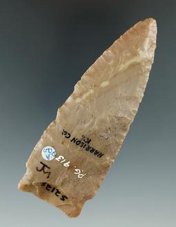 4" Paleo Stemmed Lanceolate with a nicely ground base found in Harrison Co., Kentucky.