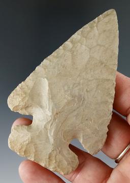 3 3/8" Archaic Thebes Bevel - 1/2 restored Blade area. Ears and base are original. Crawford County I