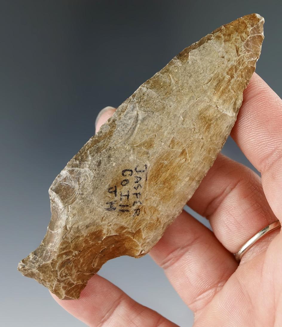 3 3/4" Archaic Stemmed Knife found in Jasper County Illinois.