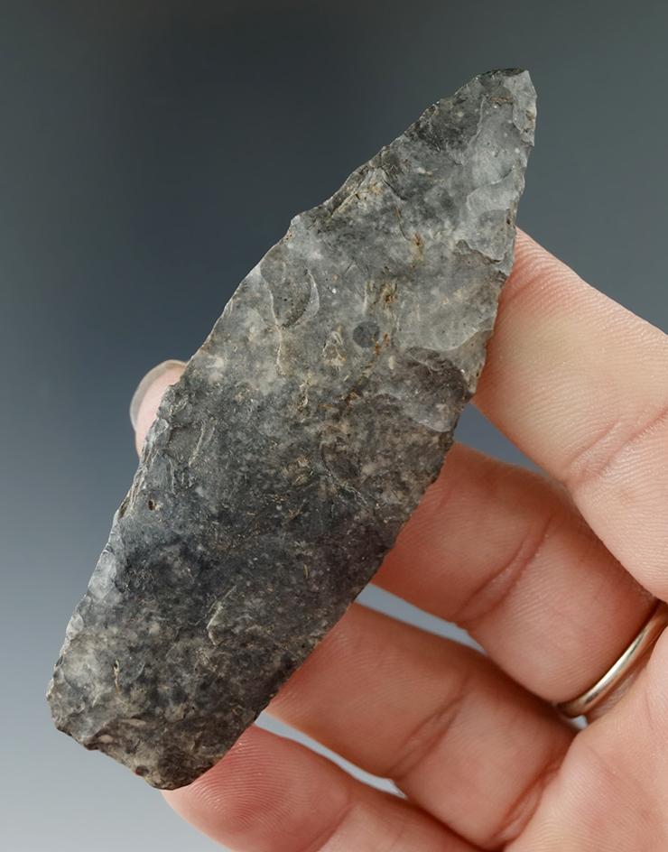 3 1/8" Paleo Lanceolate - Coshocton Co., Ohio. Pictured in Who's Who #12.Bennett COA.