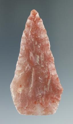 Well flaked 2 3/8" Pentagonal Knife made from beautiful semi translucent red and clear agate - Utah.