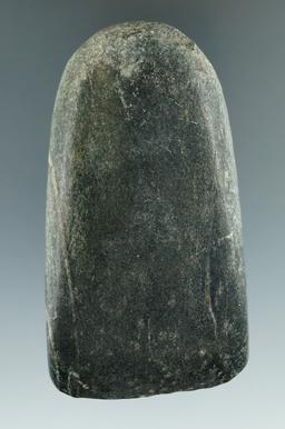 3 5/8" hardstone Celt with excellent use wear to the bit area found in Michigan.