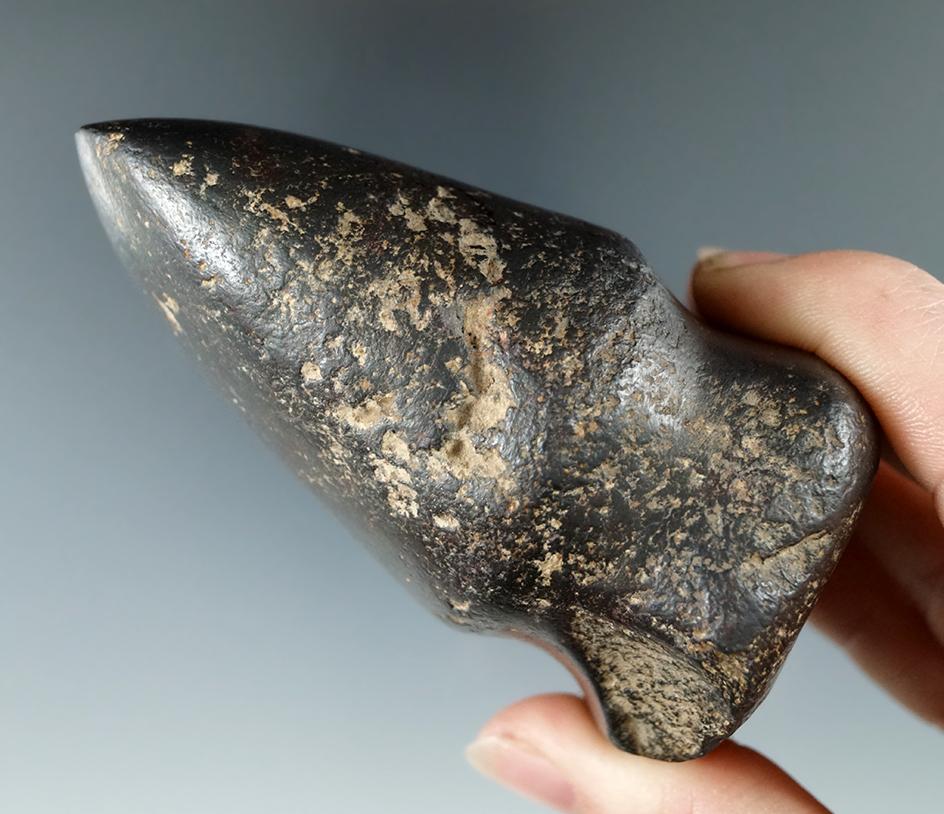 3 3/4" nicely formed Hematite full grooved Axe found in Missouri.