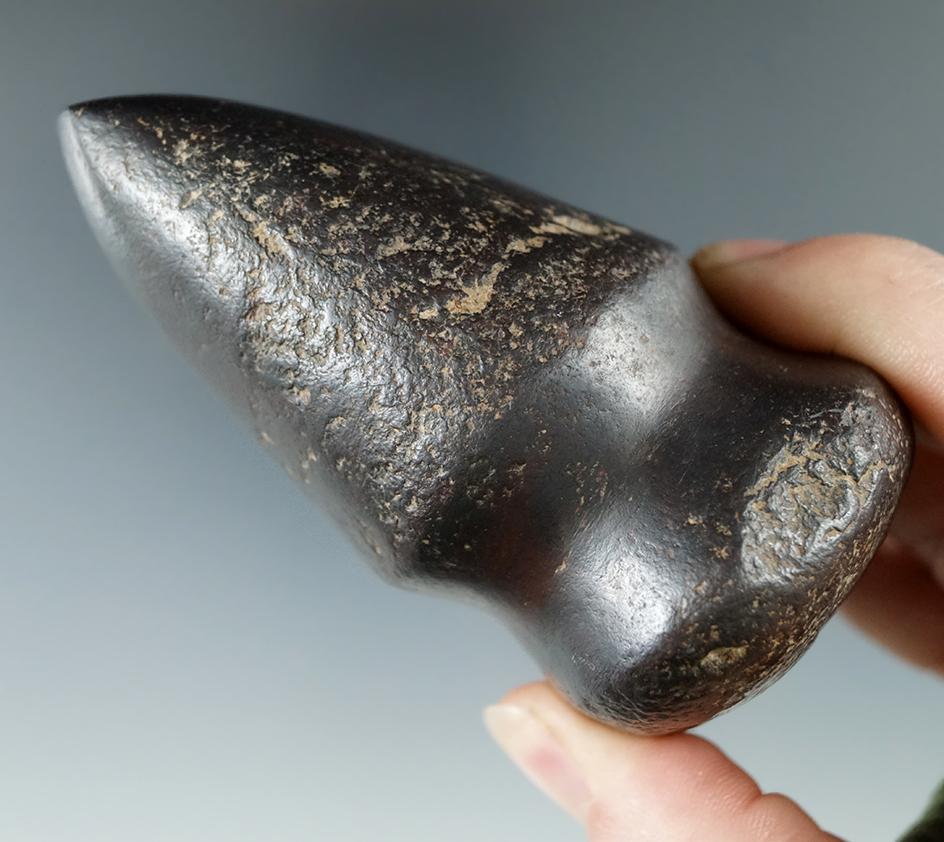 3 3/4" nicely formed Hematite full grooved Axe found in Missouri.