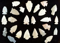 Group of 25 arrowheads found in Richland and Knox Co.,  Ohio by the Hooks family. Largest is 2".