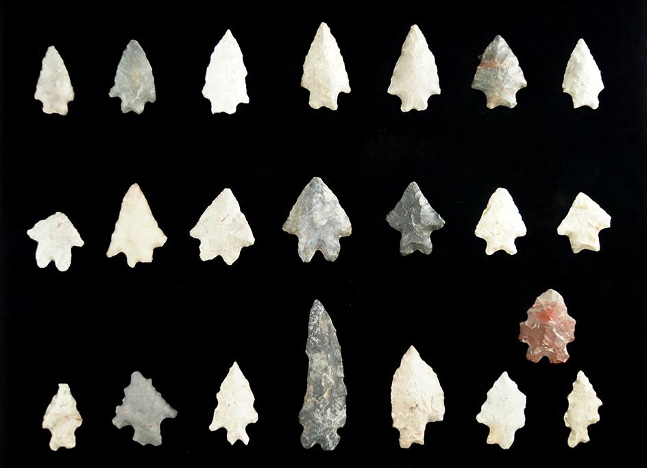 Group of 22 Bifurcated base points found in Ohio, largest is 2 1/4".