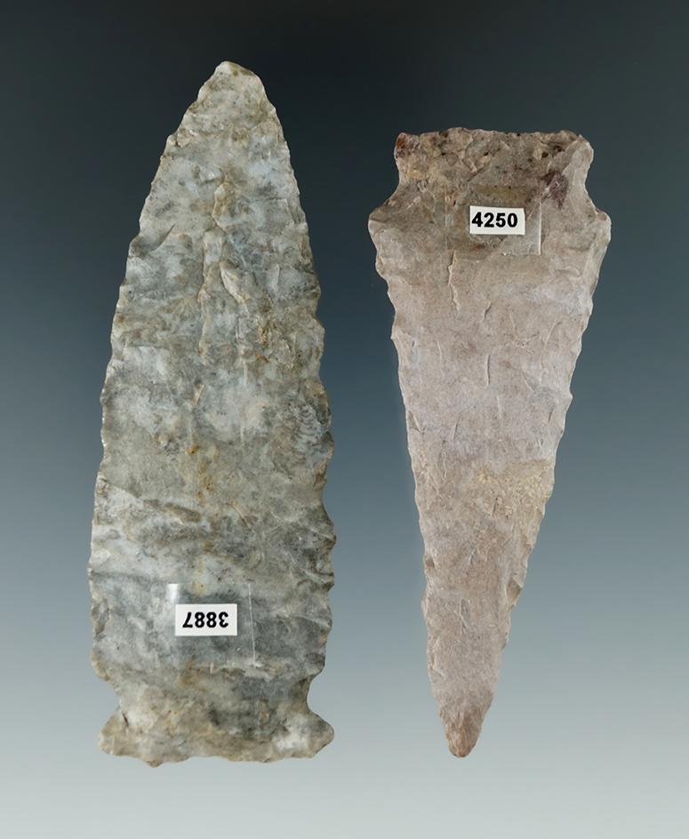 Pair of Flint Knives found in Ohio, largest is 3 11/16".