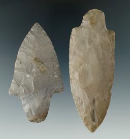 Pair of Adena Knives found in Ohio, largest is 3 7/8".