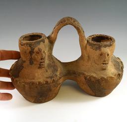8 1/2" strap handle pre-Columbian wedding vase circa AD 400-1000 from Columbia/Ecuador area.