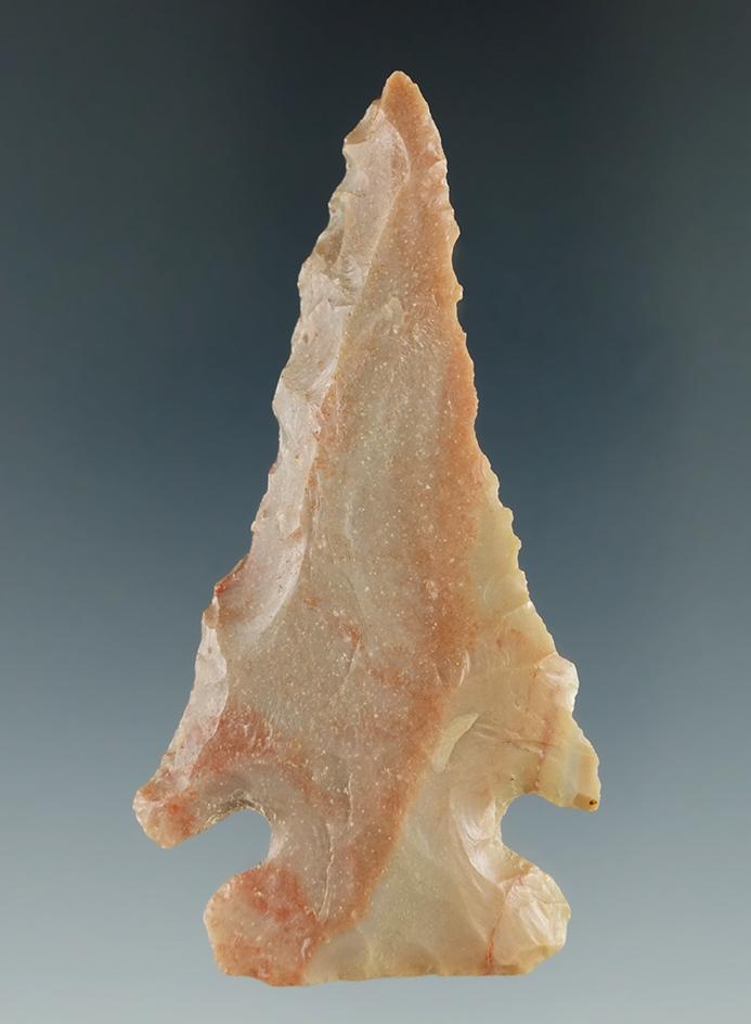 Color! Beautiful multi-colored Carter Cave Flint 2 15/16" Archaic Thebes Bevel found in s. Ohio.