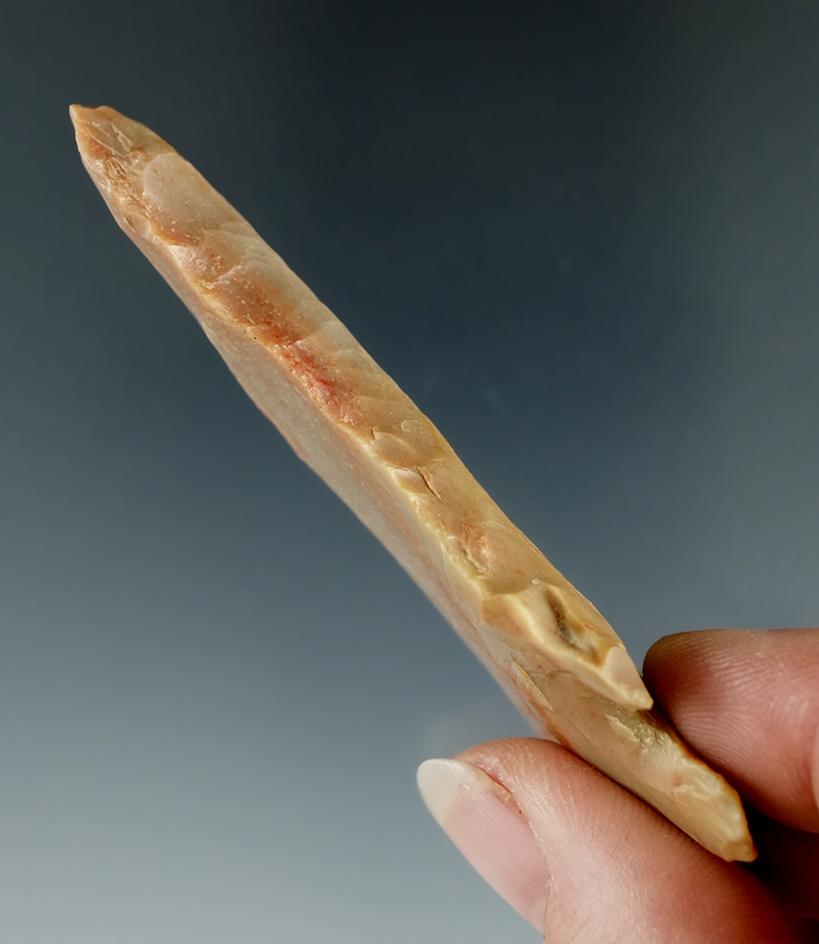 Color! Beautiful multi-colored Carter Cave Flint 2 15/16" Archaic Thebes Bevel found in s. Ohio.