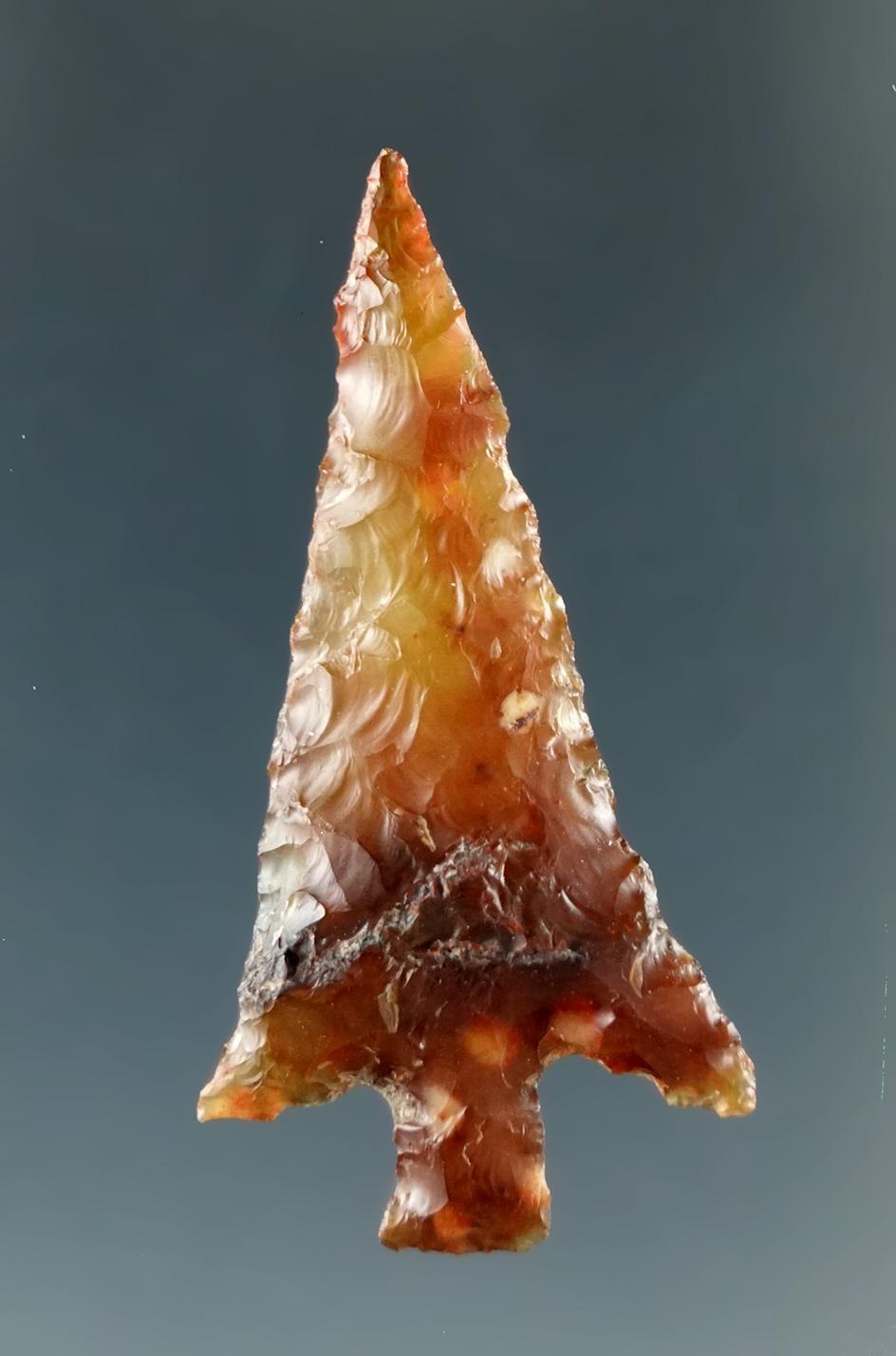 1 7/16" Wallula Square Stem made from Translucent Orange Carnelian Agate, Columbia River.