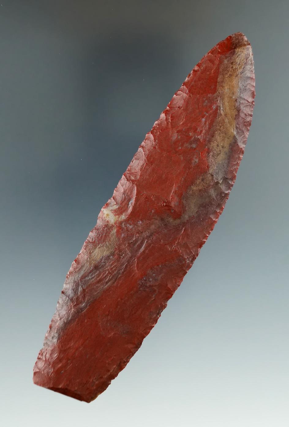 4 5/8" Knife made from brilliant Red Jasper. Found near Crump Lake, Lake Co., Oregon