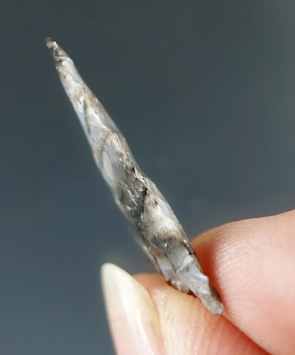 7/8" Columbia Plateau Needle Tip, made from Blue-Green Agate, found near the Columbia River.