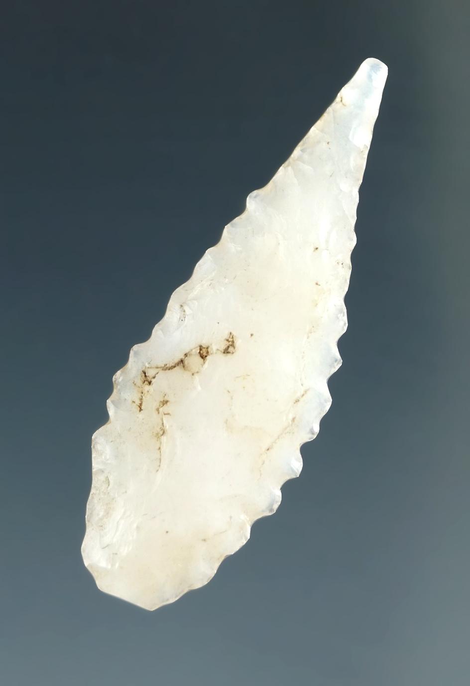 1 1/4" Cascade Leaf with nice serrations made from Clear White Agate,  Columbia River.