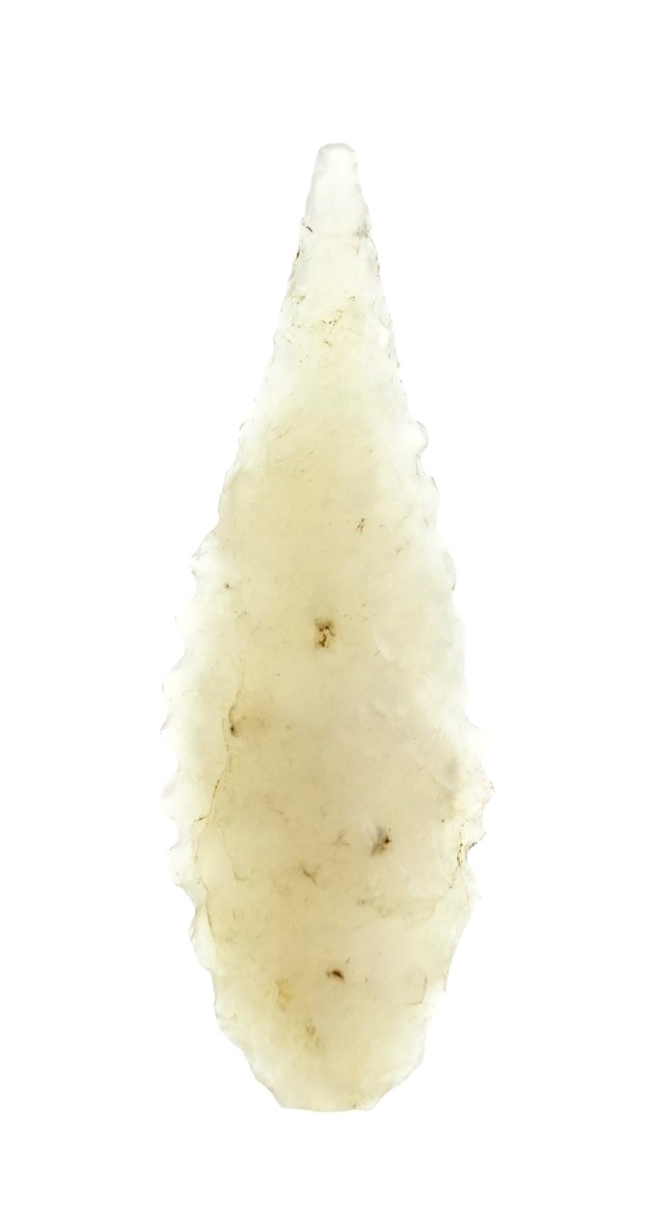 1 1/4" Cascade Leaf with nice serrations made from Clear White Agate,  Columbia River.