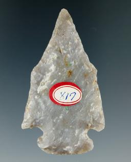 2 3/16" Flint Ridge Pentagonal found in Tuscarawas Co., Ohio. Ex. Wayne Mortine Collection.