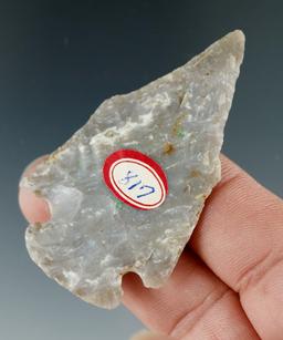 2 3/16" Flint Ridge Pentagonal found in Tuscarawas Co., Ohio. Ex. Wayne Mortine Collection.