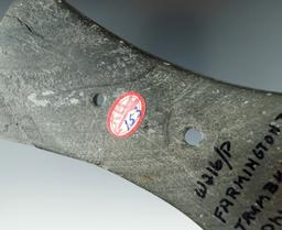 3 3/4" Bi-Concave Gorget found in Farmington Twp.,Trumbull Co., Ohio. Ex. Curly Platt.