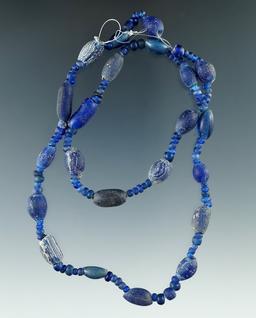 18" Strand of attractive blue Beads all found in Macon Co., Alabama from the doctor Burke.