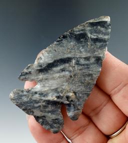 2 5/8" Archaic Thebes Bevel made from Coshocton Flint found in Stark Co., Ohio. Partain COA.